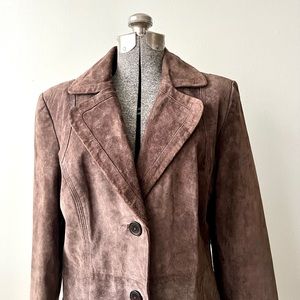 Vintage Cherokee Women’s Brown Suede Grunge Blazer Jacket Coat XL Button Up